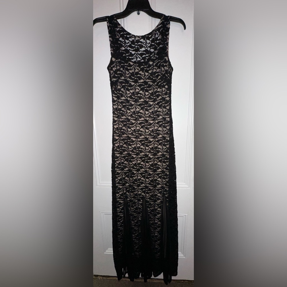 ONYX Black prom/homecoming dress with nude underlayer
